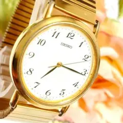 稼動　SEIKO　セイコー　メンズ腕時計　ゴールド　ホワイト文字盤　ヴィンテージ