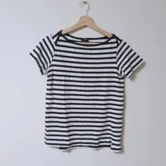 ★美品★コムサイズム ボーダー半袖Tシャツ 白と紺 コットン100%【9/M】
