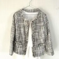 ノーカラーツイードジャケットとブラウスセット　　入学式などのセレモニーにも