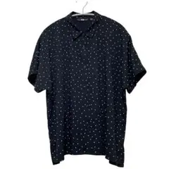 UNIQLO ユニクロ ドット柄 半袖シャツ ブラック 黒 L