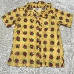 イブ・サンローラン　ブラウス　シャツ　花柄　フリル　リボン　ヴィンテージ