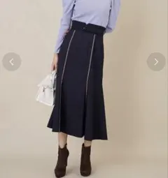 ベルト付き配色ラインスカート