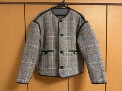 ZARA リバーシブル　チェック柄　ノーカラージャケット