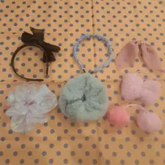 ヘアアクセサリーセット 7点　カチューシャ シュシュ ヘアゴム