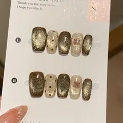 ゴールドラメ ネイルチップセット Ｓサイズ 秋タイプ　マグネットキラキラ