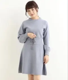 マジェスティックレゴン レースアップベルト付ニットワンピ(M)