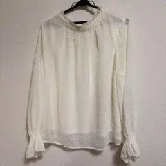 【まとめ買いセール中！】アイボリー ドット柄 シフォンブラウス 3L