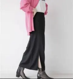 LOWRYS FARM ハイウエストサイドスリットタイトスカート　ブラック