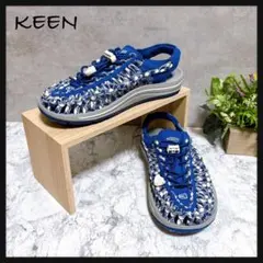 【KEEN キーン】ユニーク フラット アウトドア サンダル 青×白 23 美品