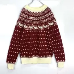 CHRISTOPHER RANDノルディックニット柄セーターヴィンテージレッド