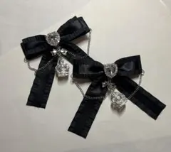 リボンヘアクリップ 量産型 地雷系 黒 2個セット