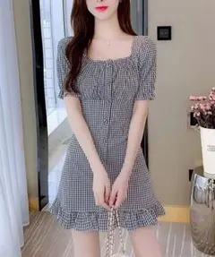 チェック柄ミニワンピース