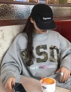 セール(ユニセックス) USAカモフラージュスウェットシャツ　bom nugu