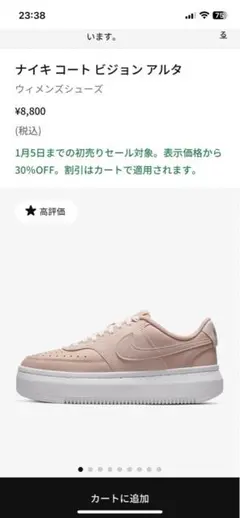 Nike コートビジョンアルタ厚底 ピンク(美品)
