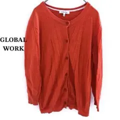 GLOBAL WORK 麻 オレンジ カーディガン M グローバルワーク