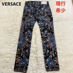 ミ*ン様 ヴェルサーチェ 格子柄 総柄 プリント フレア 古着 ジャンニヴェルサーチGIANNI VERSACE 総柄プリントボタンフライシャツ