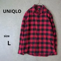 ユニクロUNIQLOギンガムチェック ネルシャツ レッド×ブラック　Lサイズ
