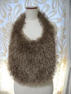 未使用：もふもふブラウンファートートバッグ