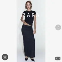 ZARA ロングタイトスカート 濃紺 バックスリット スタイルアップ♡