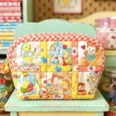 レア❗️ハンドメイド メリーボンボン パッチワーク ポーチ レトロアニマル