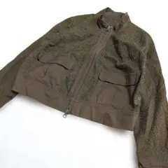 【vintage】　レナウン　総刺繍　薄手ジャンパー　上着　カーキ
