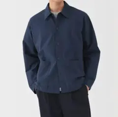 無印良品 洗いざらしブロード シャツジャケットカバーオール ネイビー紺M