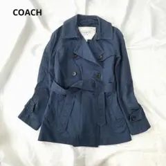 COACH ショートコート ネイビー ブルー 系 XS ベルト付