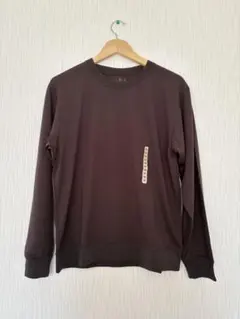 無印良品⭐︎ウール混 天竺編み クルーネック 長袖Tシャツ M ダークブラウン