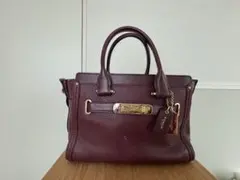 COACH バーガンディ レザーハンドバッグ