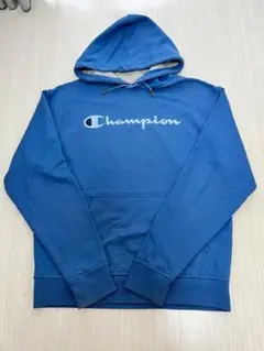 チャンピオン ビッグロゴ パーカー 青 USA M ASIA XL