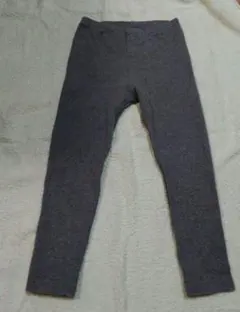 美品 ユニクロ キッズ リブ レギンス 10分丈 長ズボン 120 グレー