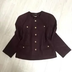 昭和レトロ　バブリー　金ボタン　ノーカラー　ツイードジャケット ヴィンテージ
