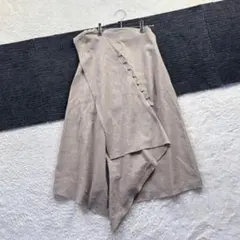 ダズリン/S/モカベージュ/アシンメトリースカート/ラップ風/飾りボタン/春秋のサムネイル