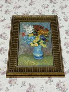 手書き油絵 ゴッホ 花瓶の薔薇 額付 肉筆絵画 インテリア 有名絵画