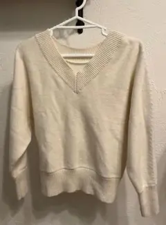 PLSTウール100%Vネックセーター