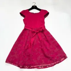 【美品✨】プールヴー　ワンピース　花柄　リボン　大きいサイズ　L