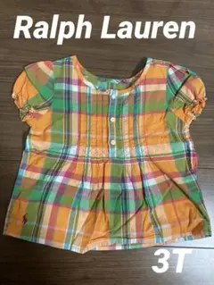 Ralph Lauren ラルフローレン）チェック柄ブラウス　オレンジ色　3T