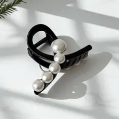 パールヘアクリップ 浴衣 夏祭り 大人可愛い ブラック