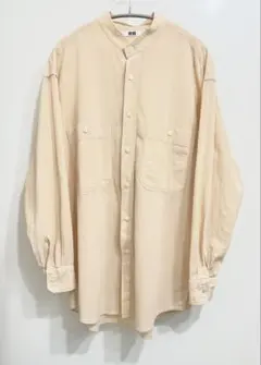 UNIQLO U ユニクロ　ワイドフィットスタンドカラーストライプシャツ（長袖）