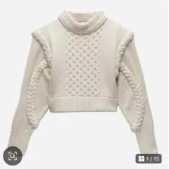 ZARA ショルダーパッド ニットセーター M アイボリー