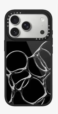 CASETiFY ブラックハードケース Chrome Bubbles