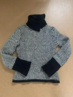 UNTITLED アンタイトル チェック柄タートルネックニット