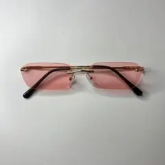 ✅新品未使用　リムレス　サングラス　メガネ　縁無し　フチなし　赤　レッド　ピンクのサムネイル