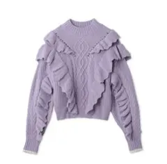 値下げ中LILY BROWN ケーブルフリルニットトップス