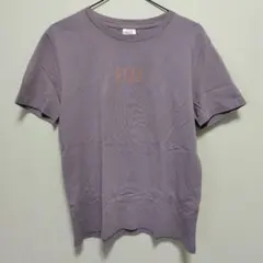 GU×ELLEコラボ ロゴプリント 半袖Tシャツ パープル
