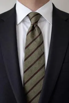 GUCCI　グッチ　ネクタイ　グリーン×赤　ロゴブラウン　GGロゴ　ストライプ