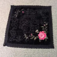 ANNA SUI 刺繍バラデザイン タオルハンカチ