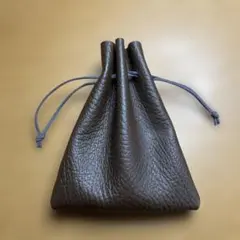 牛革　ミニ巾着袋　ポーチ　ハンドメイド　レザークラフト　レディース　メンズ