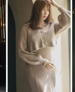 herlipto/Back Ribbon WoolーBlend Knit Set