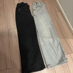 H&Mワイドレッグデニムパンツ2本セット